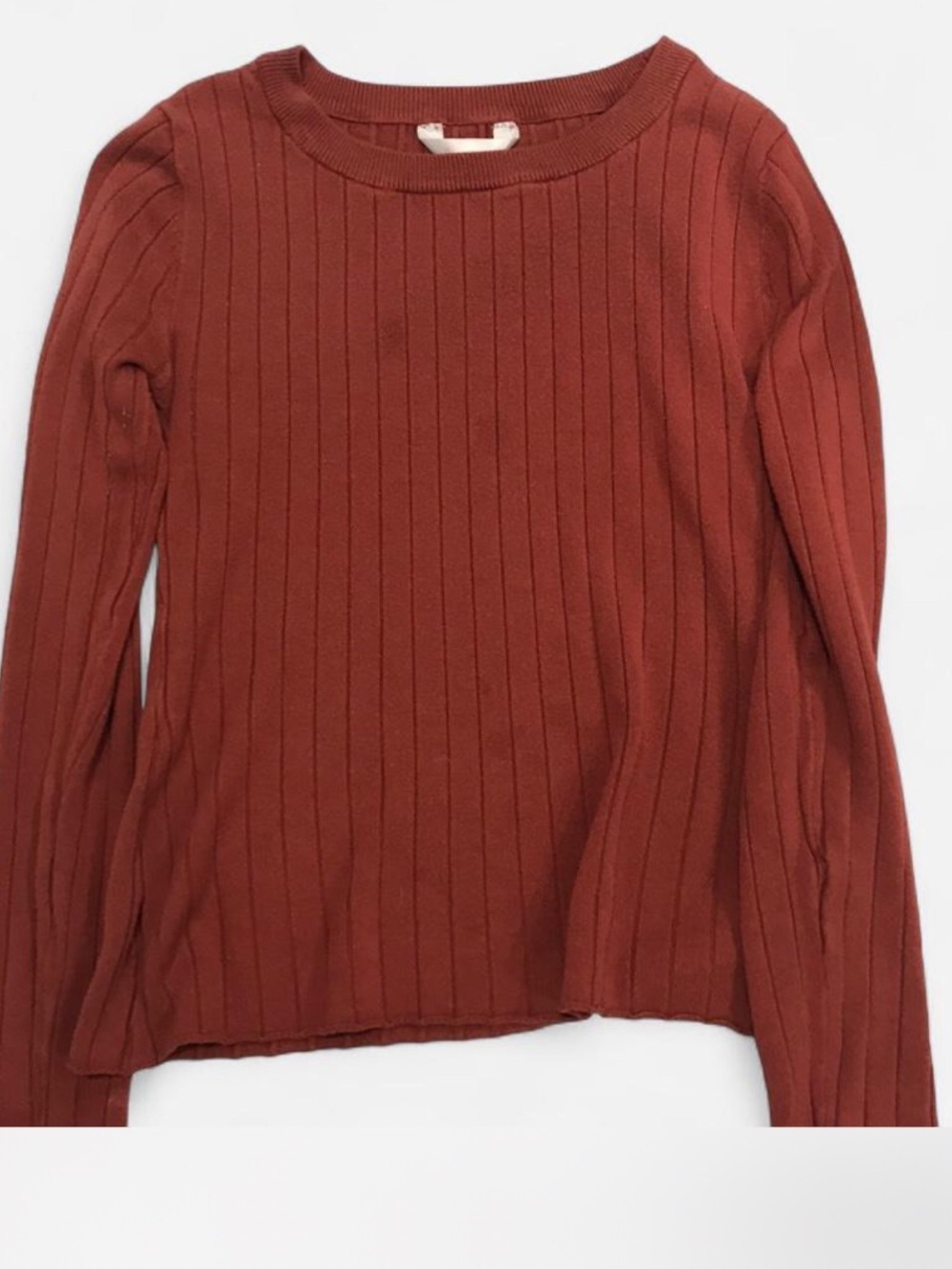 No Boundaries Ribbed Long-Sleeve Top in Burnt Orange